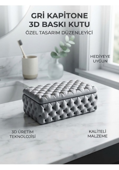 Kapitone Kutu Ve Özel Tasarım Düzenleyici Gümüş