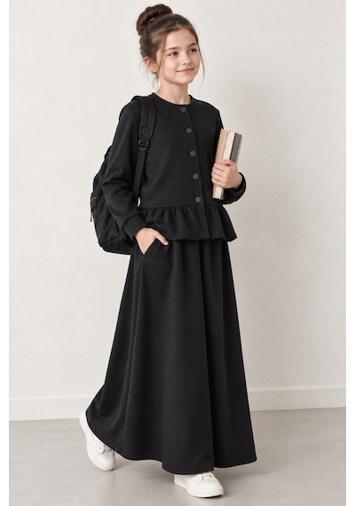 Angel&co. Girls Clothing Siyah Peplum Ceket Ve Etek Takımı Siyah - 738050578 Siyah