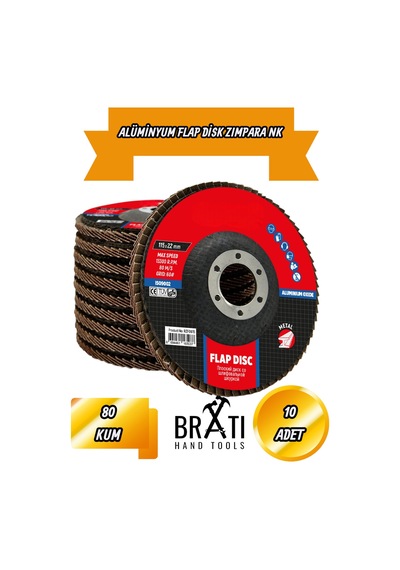 Avuç İçi Taşlama Flap Disk Zımpara 115 X 22 Mm 80 Kum 10 Adet