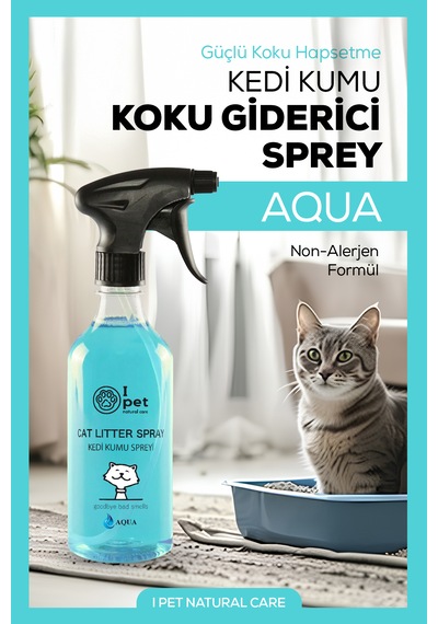 Kedi Kumu Kokusu Spreyi, Aqua 500 Ml Koku Hapseden Doğal Ferahlık Spreyi