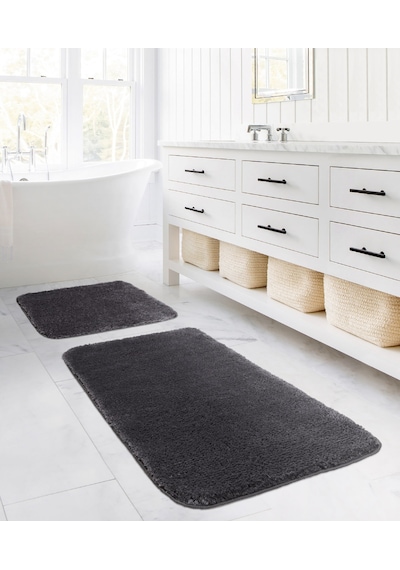 Koza Home Koza Home Segura Peluş Antrasit Kaydırmaz Taban Banyo Paspası Antrasit