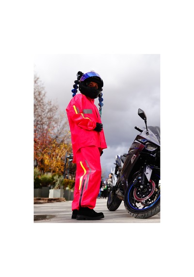 Outdo Kadın Motorcu Yağmurluğu Fuşya Reflektör Ve Neon Baskılı Diğer