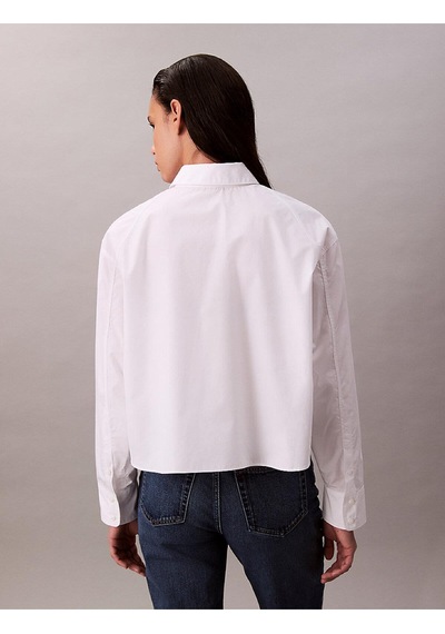 Calvin Klein Solıd Boxy Cropped Shırt-12628 Beyaz