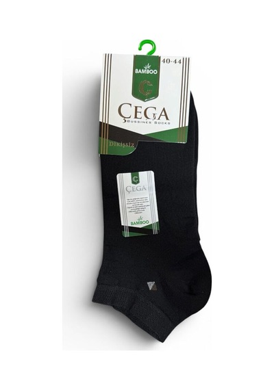 Çega Socks Erkek Bambu Patik Çorap Dikişsiz Koku Yapmaz 12'li Siyah Siyah