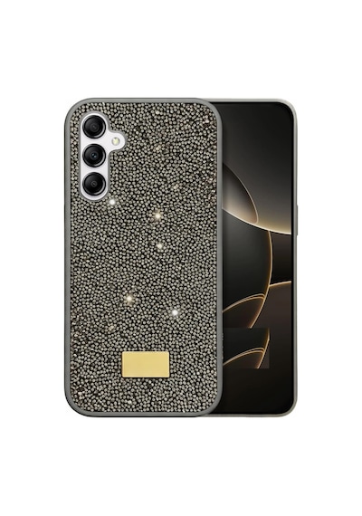 Samsung Galaxy A17 Uyumlu Taşlı Simli Kılıf Parlak Kristal Taş İşlemeli, Işıltılı Lüks Tasarım, Kamera Korumalı, Şık Ve Dayanıklı Kadın Telefon Kılıfı Gri