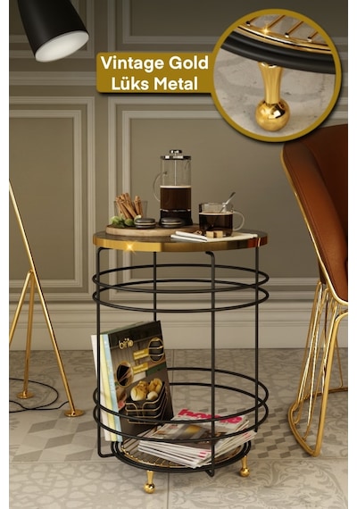 Bino Sehpa Yan Orta Metal Zigon Sehpa Gold Ayaklı Kitaplık Raflı Bino Sehpa Yan Orta Metal Zigon Sehpa Gold Ayaklı Kitaplık Raflı