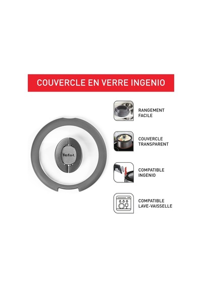 Tefal Ingenio L9846302 Cam Kapak, 20 Cm, Yer Tasarruflu Saklama, Katlanır Sap, Hızlı Pişirme, Ingenio Uyumlu, Bulaş Diğer