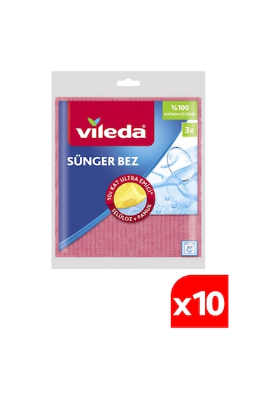 Vileda 10 Paket Doğada Çözünebilir 3'lü Sünger Bez