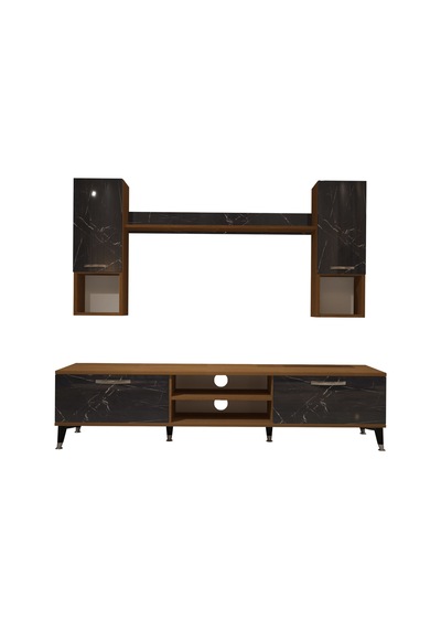 Decoraktiv Eko 5da Mdf Dvd Silver Tv Ünitesi Tv Sehpası Ceviz - Siyah Mermer