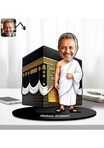 Bk Gift Kişiye Özel Hac-umre Kabe Ziyaret Tasarımlı Karikatür Biblo