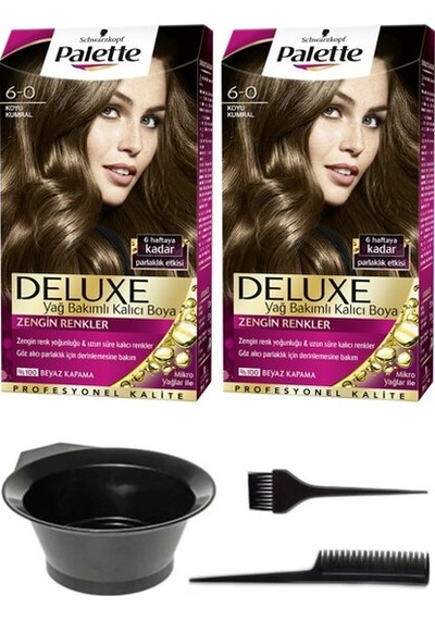Palette Deluxe Saç Boya 6.0 Koyu Kumral+Boyama Seti