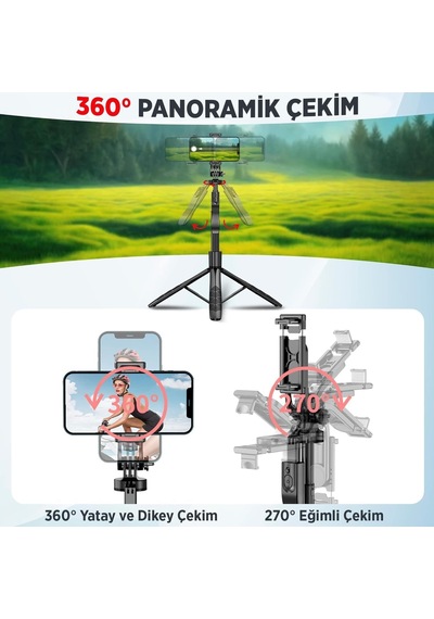 Jst40 Alüminyum Tripod Monopod Selfie Çubuğu Kumandalı Android İphone Gopro Uyumlu