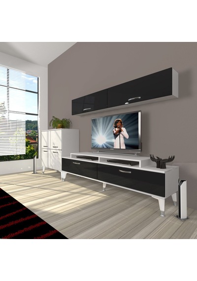 Decoraktiv Ekoflex 6y Slm Silver Tv Ünitesi Tv Sehpası Beyaz - Siyah