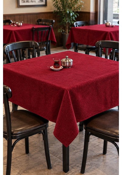 Kahve Cafe Kıraathane Masa Örtüsü 140x140cm Yeşil Renk Kırmızı
