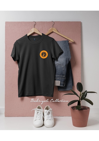 Oversize Jasmy Coin Cep Tasarımlı Unisex T-shirt Siyah
