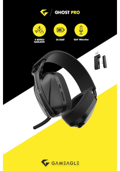 Ghost Pro Triple Mode Bluetooth/2.4g/kablolu Profesyonel Mikrofonlu Oyuncu Kulaklığı Siyahh