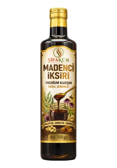 Madenci Şurubu 700 g Büyük Boy Propolis Ekinezya Okaliptüs Keçiboynuzlu (Madenci İksiri)