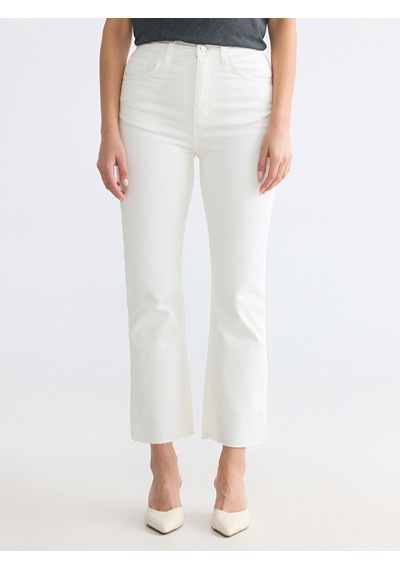 Lcw Modest Ekru Crop Flare Kadın Jean Pantolon