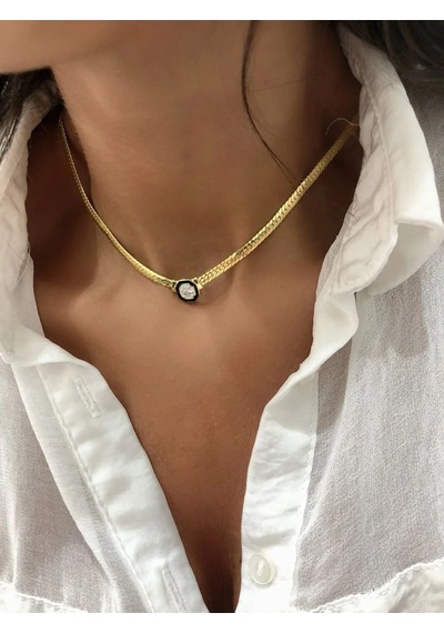 Vog 18 K Gold Kaplama Kolye Serenay Sarıkaya Kolye Çağla Kolye Choker Chain