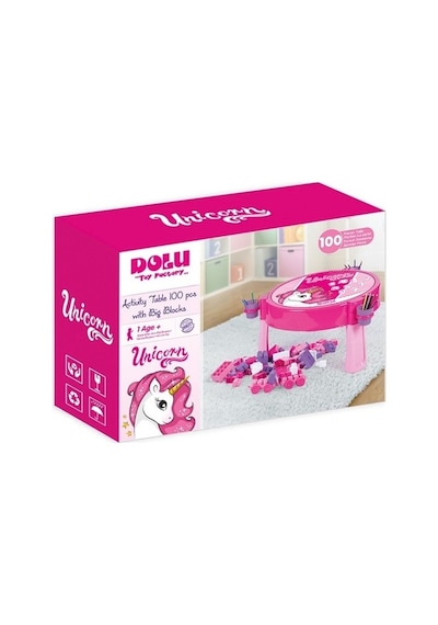 Dolu Unicorn 100 Parça Mega Bloklu Aktivite Masası  2572