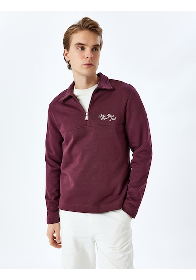 Koton Slogan İşlemeli Pamuk Karışımlı Şardonlu Dikiş Detaylı Yarım Fermuarlı Sweatshirt Bordo 5wam70263mk Koton Slogan İşlemeli Pamuk Karışımlı Şardonlu Dikiş Detaylı Yarım Fermuarlı Sweatshirt Bordo 5wam70263mk