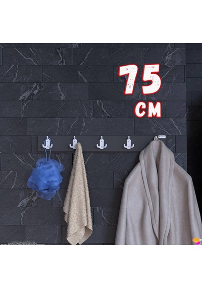 Modilayn Arı 9 Kancalı Banyo Askısı 3' Lü Set 36,4 X 9,6cm Şık Tasarım Ekstra Düzen Ve Yer Tasarrufu Antrasit