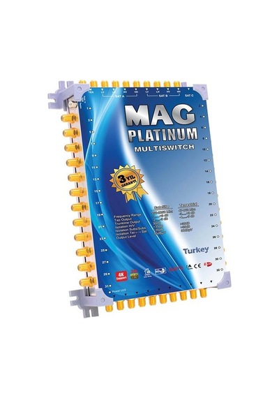 Mag Platinum Mp 10/48 Multiswitch - 10 Giriş 48 Çıkışlı Merkezi Uydu Santrali Hybrid 4k Ve 3d Destekli Çok Renkli