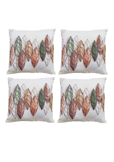 Modern Tarz Dijital Baskılı 4 Lü Dekoratif Kırlent Kılıfı Seti 43x43 Cm Şık Ve Renkli Tasarımlar Ekru