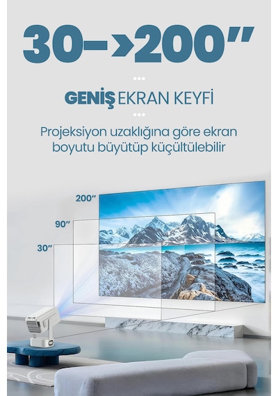 Profesyonel Akıllı Sinema Projeksiyon Cihazı Projektör Ekran Yansıtma Wifi Bluetooth 5.4 Sinema 602