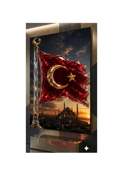 4mm Temperli Uv Baskı Kırılımaz Cam Tablo Ev Ofis Duvar Dekor Luxury Premium Uhd Çözünürlülük Deluxe Sağlam Canlı Solmaz Bayrak Türk Vatan Zafer Bayram Asker Ay Yıldız
