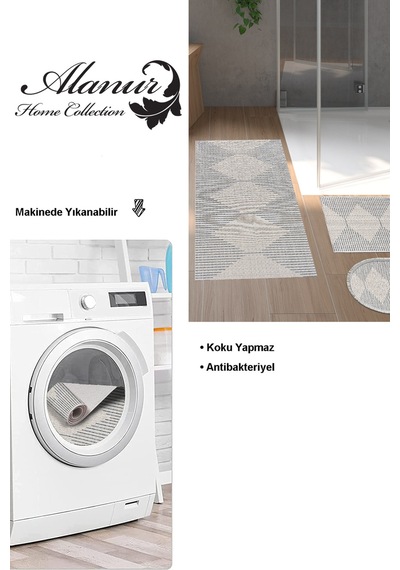 Dekoreko Kaymaz Taban Djt 3 Lü Banyo Paspas Takımı Trend Karışık Iskandinav F5085 lacivert