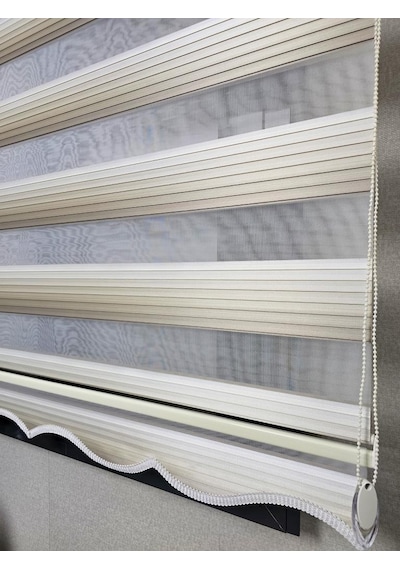 Bbb Geniş Pliseli Renk Geçişli Zebra Stor Perde Mz293 Kahve - Krem