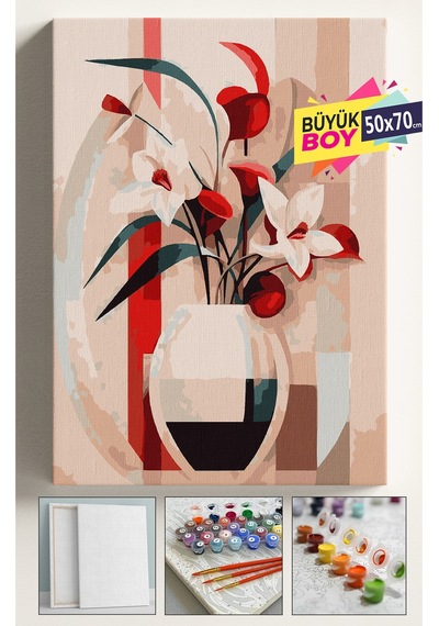 Sayılarla Boyama Seti Numaralı Tuval Fırça Boya Dahil Kasnaklı Set 50x70 Cm - Sanatsal 2