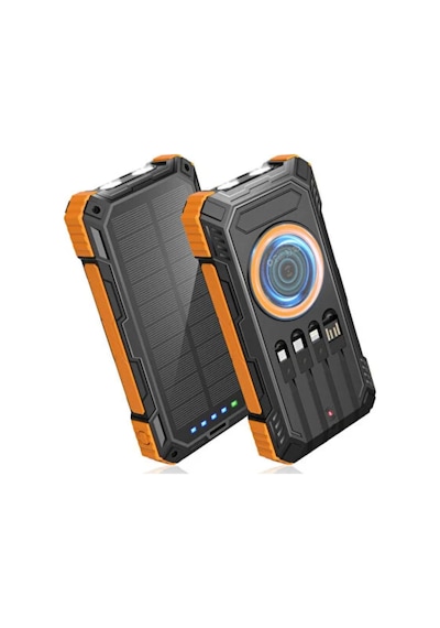 20000 Mah Powerbank Güneş Enerjili Kablosuz Şarj Hızlı Şarj Taşınabilir Batarya Altın