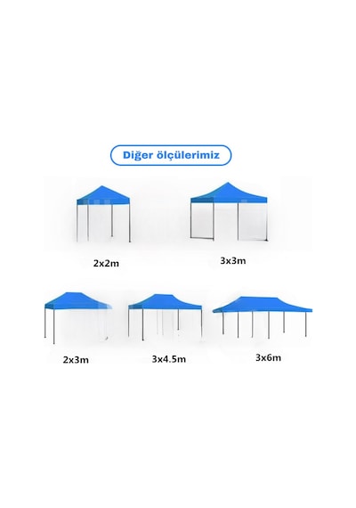 Reyo Premium Serisi Altıgen Profil Mavi 3x3 Katlanır Makaslı Çardak Mavi