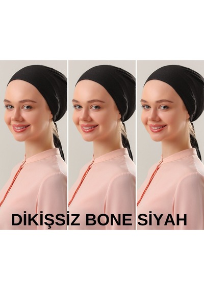 Melodi Scarf Kadın Tesettür Dikişsiz Set Bone Siyah 3 Adet Bağlamalı Penye Bone Siyah Melodi Scarf Kadın Tesettür Dikişsiz Set Bone Siyah 3 Adet Bağlamalı Penye Bone Siyah