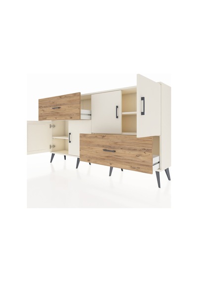 Arges Konsol 3 Raflı 2 Çekmeceli 4 Kapaklı 176x30x99 Aytaşı-aytaşı/çam Aytası/atlas Çam - Aytası