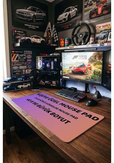 Kişiye Özel 40x90 Mouse Pad Fotoğraf Baskılı Xxl Oyuncu Klavye Mousepad Kaymaz Masa Pedi Beyaz