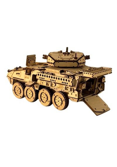 Zırhlı Muharebe Aracı Ahşap Maket Seti Dıy 3d Puzzle M1296 Tank Koleksiyoner Modeli 760 Parça