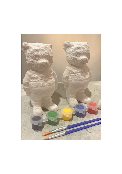 Teddy Bear Ayıcık 2 Adet Xxl Boy 14 Cm Taş Boyama Seti, Etkinlik, Dıy