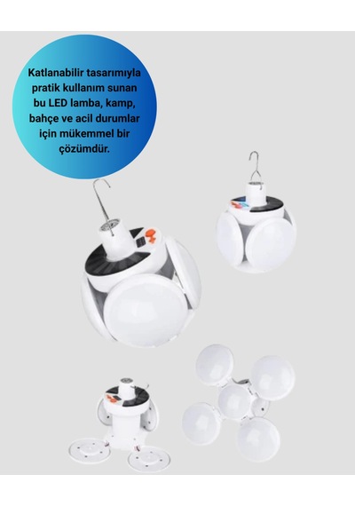 Katlanabilir 5 Kanatlı Solar Led Bahçe Ve Kamp Lambası Altın