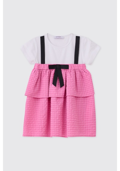 Panço Kız Bebek Beyaz-pembe Elbise 2611gb26064