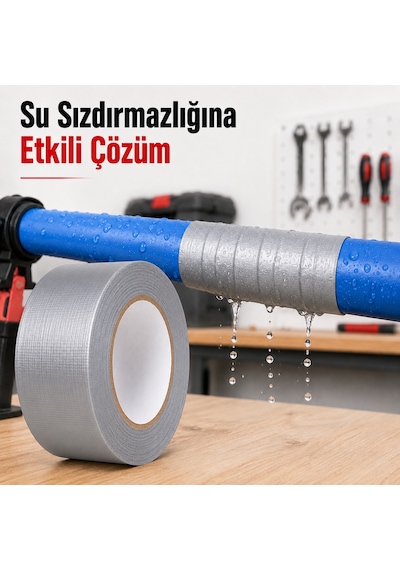 Sanplaza Gri Tamir ve İzolasyon Bandı 48mm 10mt Suya Dayanıklı Duct Tape Sırdırmazlık Bandı 2 Adet