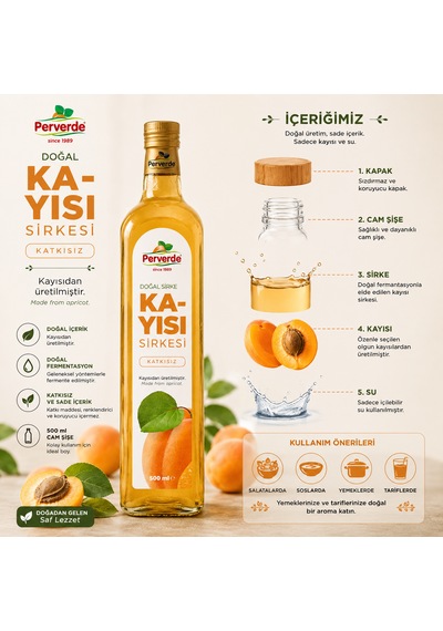 Doğal Kayısı Sirkesi 500 Ml Katkısız Kayısı Sirkesi