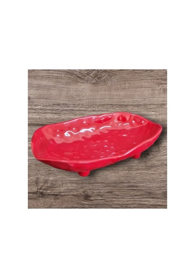 Melamin Kırılmaz Soft Lux Kayık Tabak 30x19x6 Cm - Kırmızı Sunum Tabağı, Kahvaltı Tabağı, Restoran Kırmızı