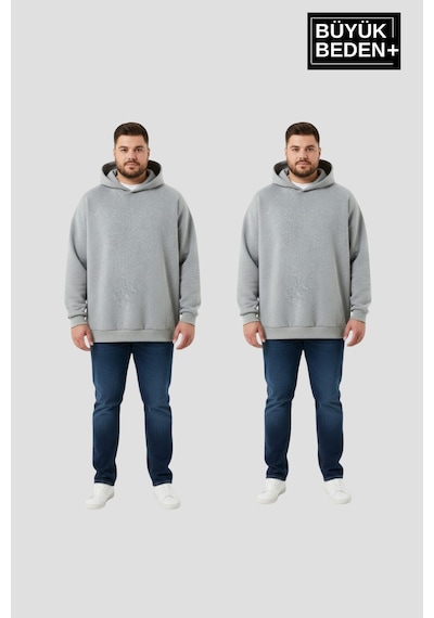 Süperlife Erkek Büyük Beden 2' Li Set Kapşonlu Kollar Ve Etek Ribanalı İnce Swatshırt Spr26bsw957+2 Grey Mel-grey Mel Süperlife Erkek Büyük Beden 2' Li Set Kapşonlu Kollar Ve Etek Ribanalı İnce Swatshırt Spr26bsw957+2 Grey Mel-grey Mel