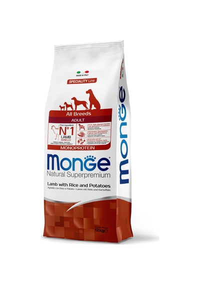 Monge All Breeds Tek Proteinli Tüm Irklar İçin Kuzulu Yetişkin Köpek Maması 12 Kg