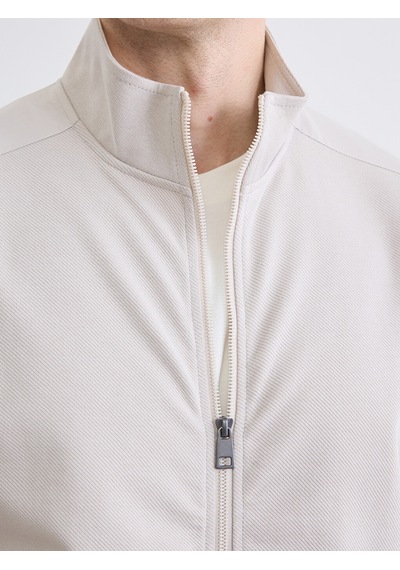Lcwaıkıkı Classic Bej Dik Yaka Erkek Fermuarlı Sweatshirt
