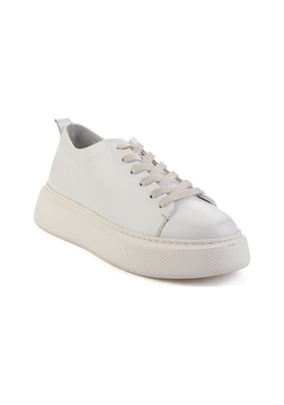 Bambi Beyaz Hakiki Deri Erkek Sneaker E01011032503 Beyaz