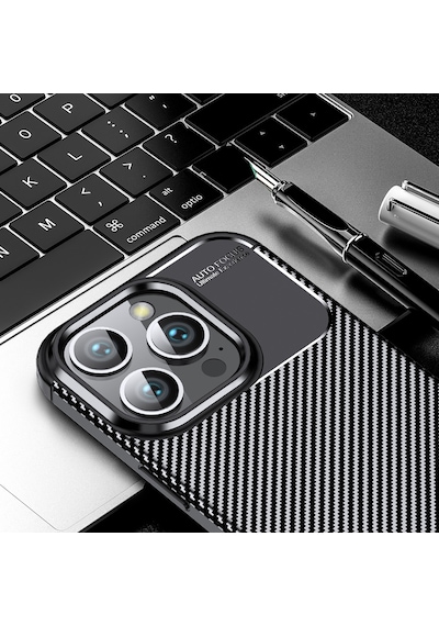 Apple Uyumlu iPhone 16 Pro Kılıf Esnek Karbon Tasarım Zırhlı Kapak